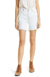 The Great The Easy Distressed Denim Cutoff Shorts In Bleach Wash
