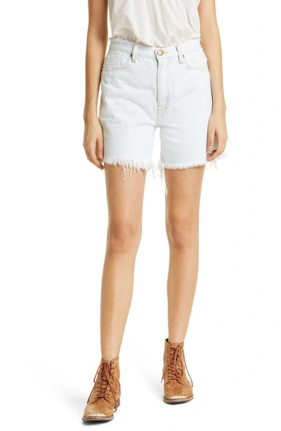 The Great The Easy Distressed Denim Cutoff Shorts In Bleach Wash