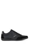 Hugo Boss Saturn Low Top Sneaker In Black/ Brown Leather