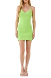 Endless Rose Sweetheart Neck Low Back Rib Minidress In Lime