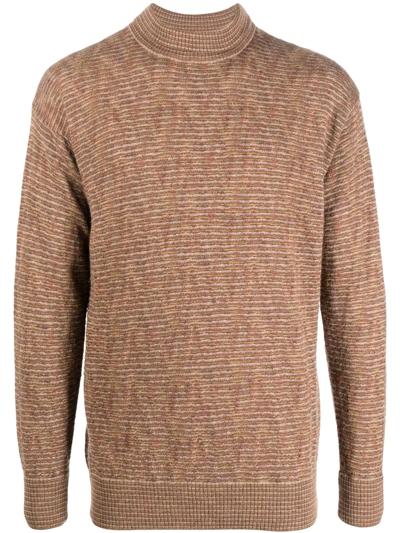 Pre-owned Giorgio Armani 条纹针织毛衣（1980年代典藏款） In Brown
