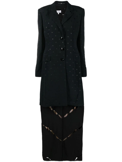 Pre-owned Gianfranco Ferre 1990s Embroidered Dress-jacket Set In Black