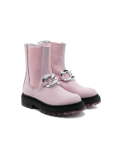 Monnalisa Kids' Chunky-chain Detail Boots In Pink