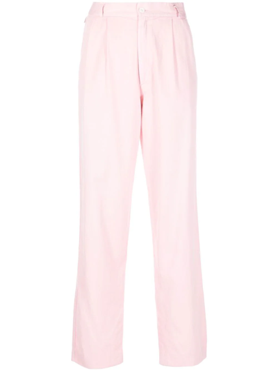 Pre-owned Versace 1990s High-waisted Straight-legged Trousers In Pink