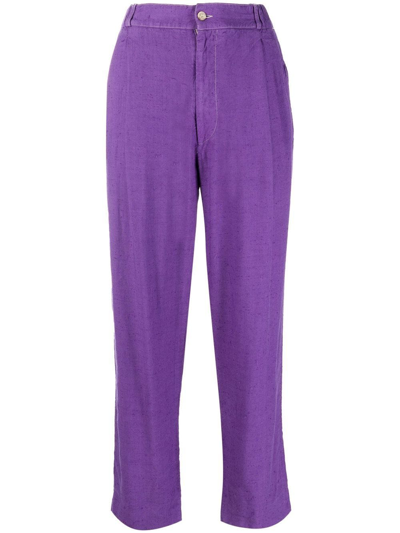 Pre-owned Dolce & Gabbana 1990s Pleat Detailing Straight-legged Trousers In Purple