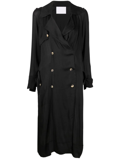 Pre-owned Lanvin 2008 Double-breasted Trench Coat In Black