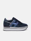 Hogan Midi Leather Platform Sneakers In Navy