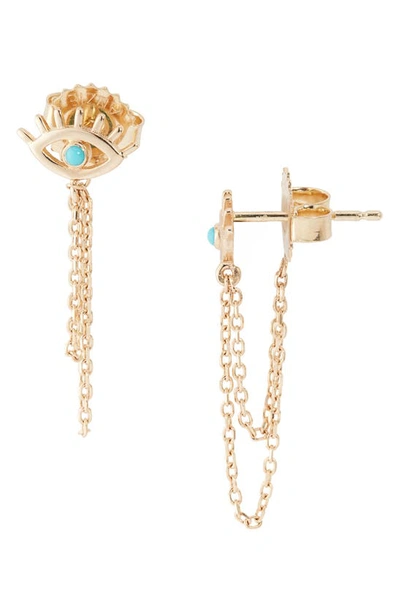 Anzie X Mel Soldera Evil Eye Chain Earrings In Turquoise