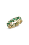 ADINAS JEWELS BAGUETTE X SOLITAIRE SCATTERED ETERNITY RING