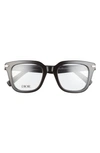 Dior Blacksuit 51mm Square Reading Glasses In Shiny Black