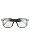 Dior Blacksuit 51mm Square Reading Glasses In Shiny Dark Green
