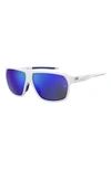 Under Armour Dominate 62mm Oversize Rectangular Sunglasses In White Blue / Blue