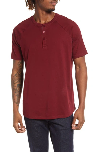 Live Live Raglan Pima Cotton Henley In Queens Merlot