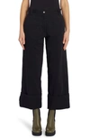 Moncler Genius 2 Moncler 1952 Black Cropped Wide-leg Cotton Trousers