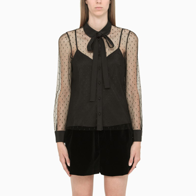 Red Valentino Black Long-sleeved Shirt In Multicolor