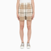 BURBERRY BEIGE CHECKED COTTON BERMUDA SHORTS