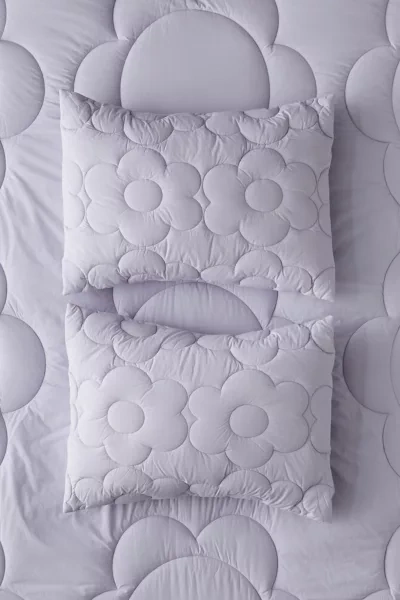 Urban Outfitters Daisy Puff Organic Cotton Percale Sham Set In Lavender