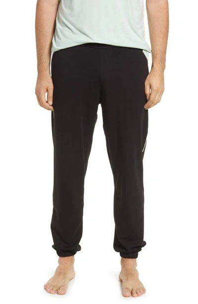 Bedfellow Jogger Pajama Pants In Black With Mint Piping