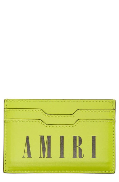 Amiri Men's Leather Logo Card Holder In Neon
