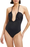 Good American Leilani Halter Neck One-piece Swimsuit In Black