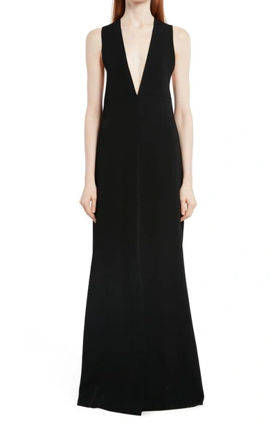 The Row Ingmar Plunging Twisted Gown In Black