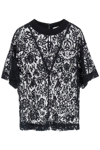 Alexander Mcqueen Floral-lace Short-sleeve Top In Black