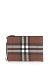 Burberry E Canvas Tartan Pouch In Mixed Colours