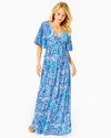 LILLY PULITZER WOMEN'S MINKA MAXI DRESS IN BLUE SIZE 12, COMMOTION IN THE OCEAN - LILLY PULITZER IN BLUE