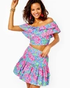 LILLY PULITZER MAYSLIE TOP AND SKIRT SET IN BLUE SIZE 16, SUNRISE BAY - LILLY PULITZER IN BLUE
