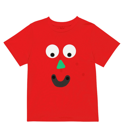 Stella Mccartney Kids' Appliquéd Printed Cotton T-shirt In Rosso
