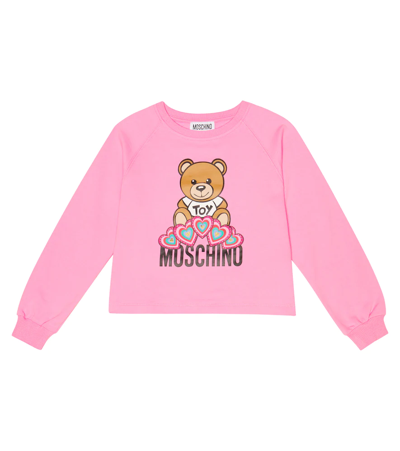Moschino Kids' Embellished Logo Printed Sweatshirt In Sweet Pink
