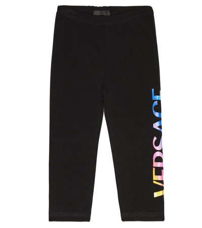 Versace Girls Black Logo Baby Leggings