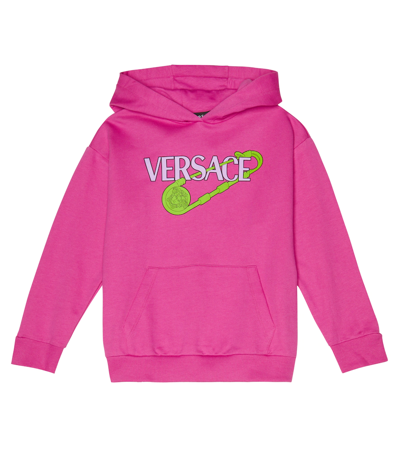 Versace Kids' Printed Cotton Sweatshirt Hoodie In Pink