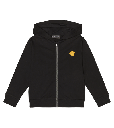 VERSACE LA MEDUSA EMBROIDERED COTTON HOODIE