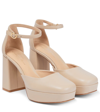 Gianvito Rossi Vian 70 Patent Platform Pump In Mousse