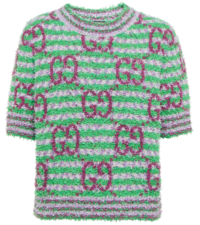 Gucci Gg Knitted Cotton T-shirt In Green