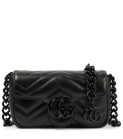 Gucci Gg Marmont Leather Mini Bag In Black