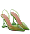 Amina Muaddi Holli Glass Pvc Slingback Pumps In Green