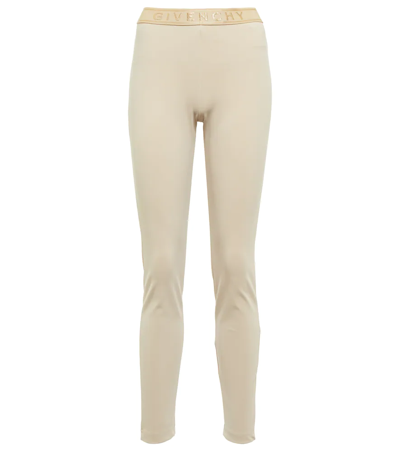 Givenchy Logo-band Mid-rise Stretch-woven Leggings In Beige