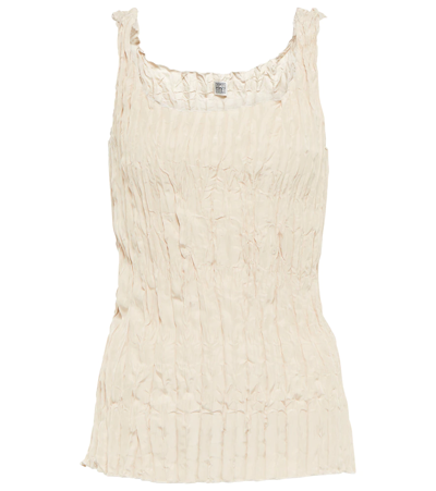 Totême Crinkled Scoop-neck Silk Tank Top In Neutral