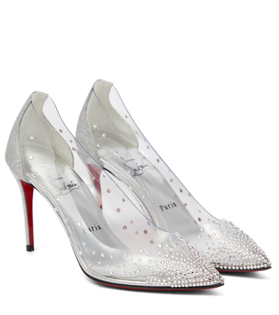 Christian Louboutin Degrastrass 85 Swarovski Crystal-embellished Pvc And Leather Pumps In Clear