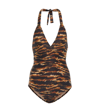 Melissa Odabash Rimini Printed Halterneck Swimsuit In Safari