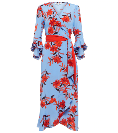 Diane Von Furstenberg Rollins Floral-print Midi Dress In Blue