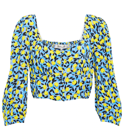 Diane Von Furstenberg Dover Printed Crop Top In Blue