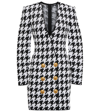 Balmain Double-breasted Houndstooth-knit Blazer Dress In Eab Noir/blanc