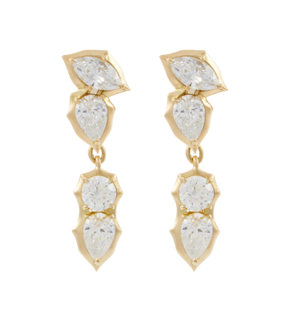 Jade Trau Poppy Single Drops 18kt Gold Earrings With Diamonds In 0