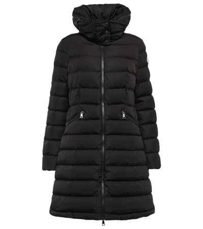 Moncler Black Flammette Down Jacket In Nylon Technique
