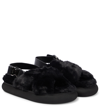 Moncler Solarisse Faux-fur Flat Sandals In Black