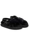 Moncler Solarisse Fur Womens Leather Warm Slingback Sandals In Black