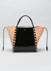 Alaïa Women's Le Hinge Suede & Patent Leather Tote In Rose Anciennoir